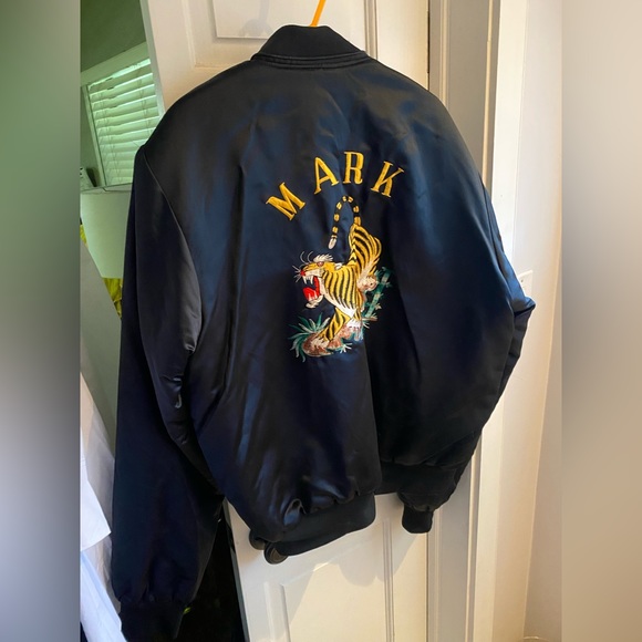 BEST EVER Vintage 70s 80s Rocky-style Embroidered Tiger Bomber Puff Black Jacket - Picture 4 of 6